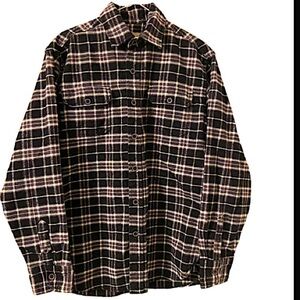 JACHS Black White Long Sleeve Plaid Flannel Shirt - Men's Medium.